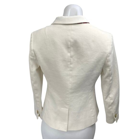 Banana Republic Women's White Twill Long Sleeve One Button Blazer Coat Jacket 4 - Picture 2 of 4